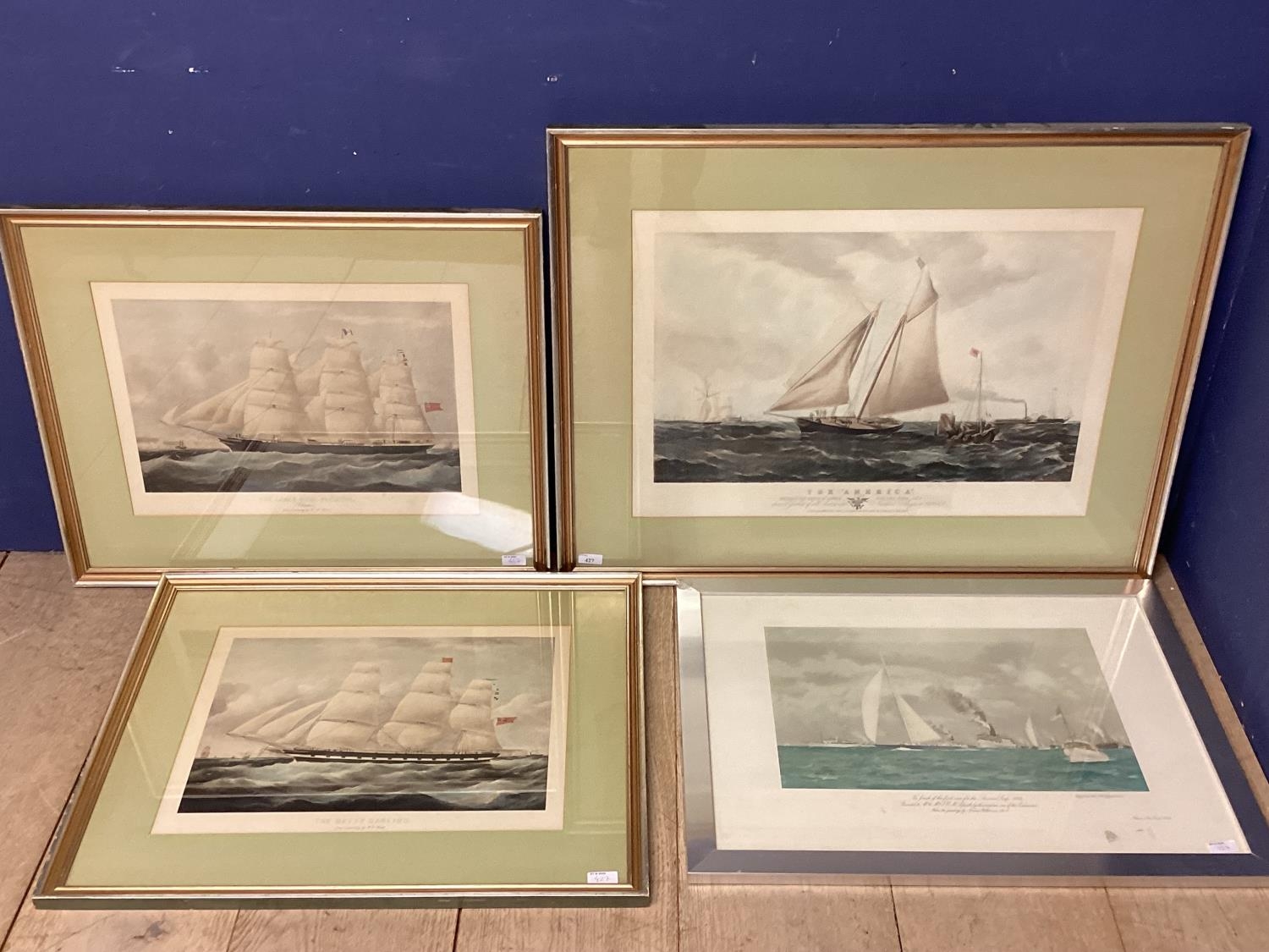 A set of matching framed glazed and mounted prints of Yachts, The America, The Betty Darling, The - Image 2 of 6