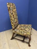 Good tapestry upholstered high back chair with swept back legs