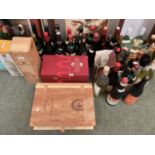A boxed Fortnum and Masons bottle of Port, and other various bottles, all as found from house