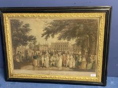 After Edward Dayes, coloured acquatint , engraved Soiron, The Parade in St James, 37 x 58cm,