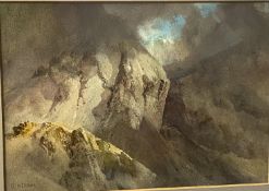 Benjamin John Merifield Dunne (British 1831-1928), watercolour on paper of a mountainous scene,