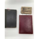 Early C20th leather bound photograph album unused, needs some attention; scrap book relating to