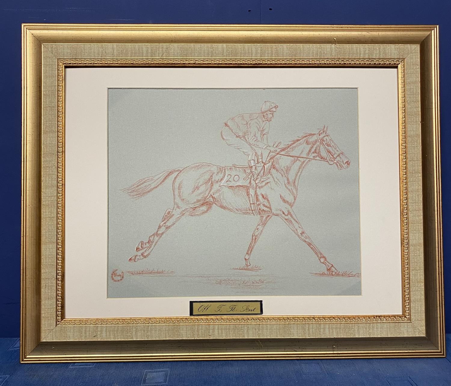 A print of a horse and jockey in an unglazed frame - Image 2 of 6