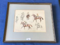 PETER BIEGEL (1913-1987), Mixed media or pencil and wash, "Newmarket Sketches", signed and titled in