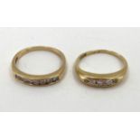 Two 18ct gold and diamond rings, each channel set with a line of single cut diamonds, 5.31g K/M