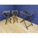 Pair of bamboo style Butlers Tray stands, and another (3)