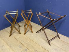 Pair of bamboo style Butlers Tray stands, and another (3)