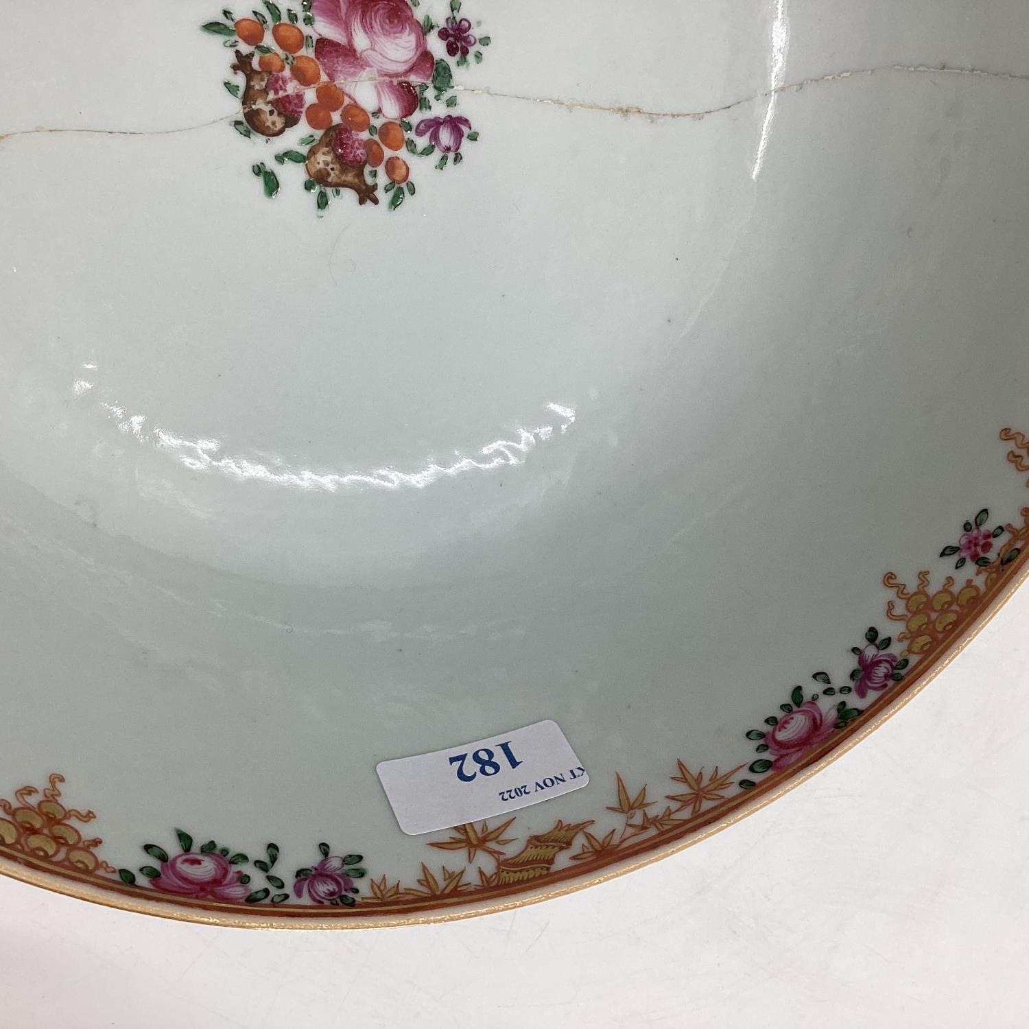 4 Chinese bowls 26cm diameter and smaller, all with cracks - Image 15 of 15