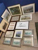 A large collection of Horse/Hunting framed pictures and prints