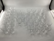 William Yeoward glasses, 12 tall tumblers, 12 white wine, 11 red wine, 7 large tumblers