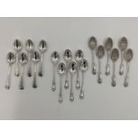 Three set of 6 sterling silver tea spoons, 267g
