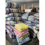 A quantity of good cushions. See images for details - striped purple and blue ones (8 large 8 small)