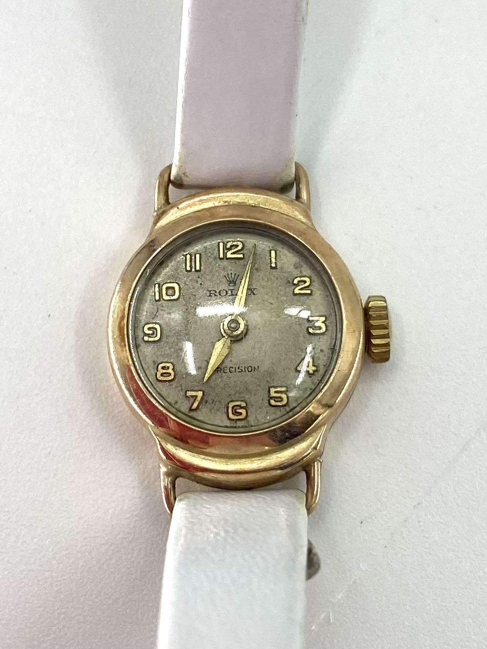 A 9ct gold 18mm cased Ladies ROLEX precision wristwatch together with an OMEGS Ladymatic - Bild 2 aus 5