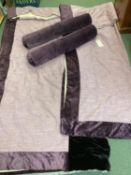 Double bedspread, grey silk and black velvet, label Velvet Underground 250 x 230; Two single