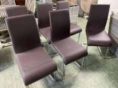 Set of 4 modern leather and chrome style chairs, as found, and with wear etc