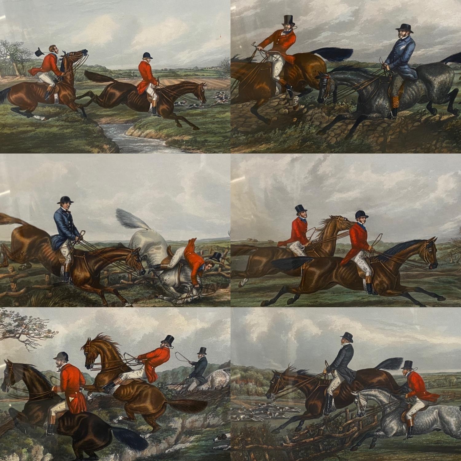 six framed and glazed Hunting Prints, Fores's Hunting Sketches, "The Right and Wrong Sort", in