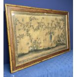 A large C18th PAINTED panel, depicting fauna, butterflies and insects in a glazed faux bamboo
