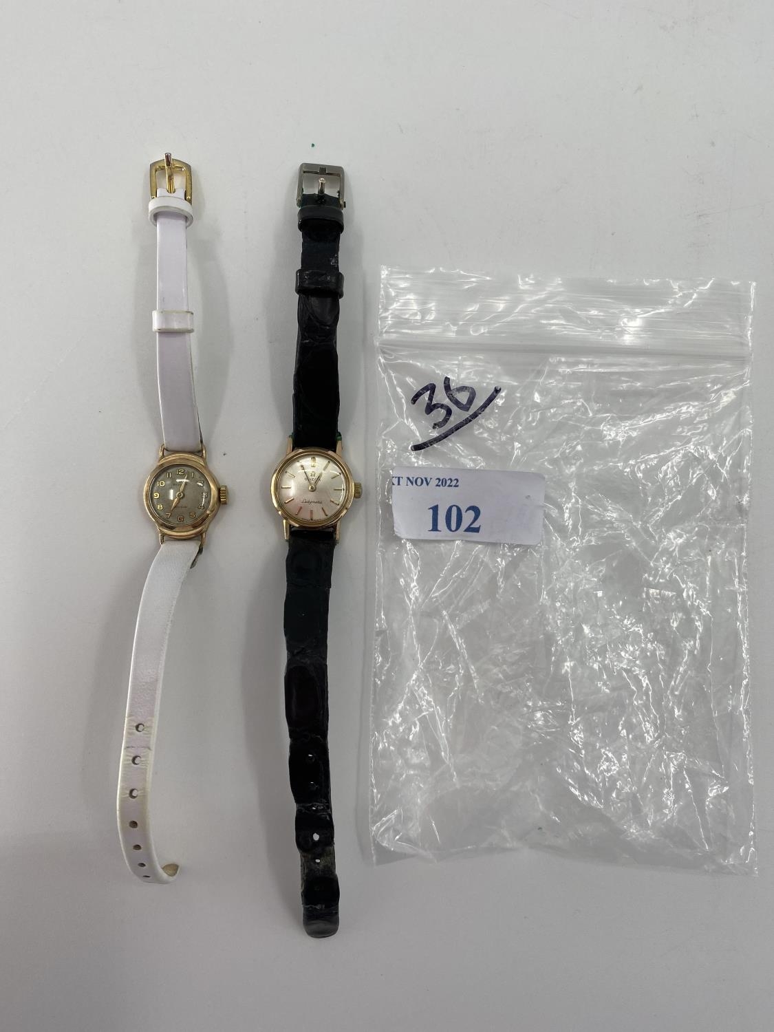 A 9ct gold 18mm cased Ladies ROLEX precision wristwatch together with an OMEGS Ladymatic - Bild 5 aus 5