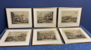 Set of 6 vintage hunting prints, framed and glazed, titled to mount, Bachelor's Hall