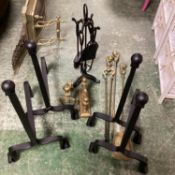 2 Set of new fire companion stands and fireplace accessories - pokers etc, etc