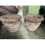 Pair of weathered garden planters