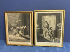 After Wafflard, two French black and white prints, "Le Chien de L'hospice and Le Chien de