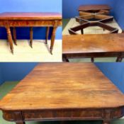 Regency mahogany scissor action extending dining table, with leaves, . Fully extended: approx
