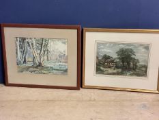 G DIGBY, English school, watercolour of a woodland scene in a glazed frame, 27 x 37cm; and a