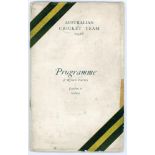 Australia tour to England 1926. Rare official 'Programme of Return Journey London to Sydney'. 44pp