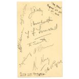 Surrey C.C.C. 1936 and 1958. Album page signed in pencil by ten players who played in the drawn