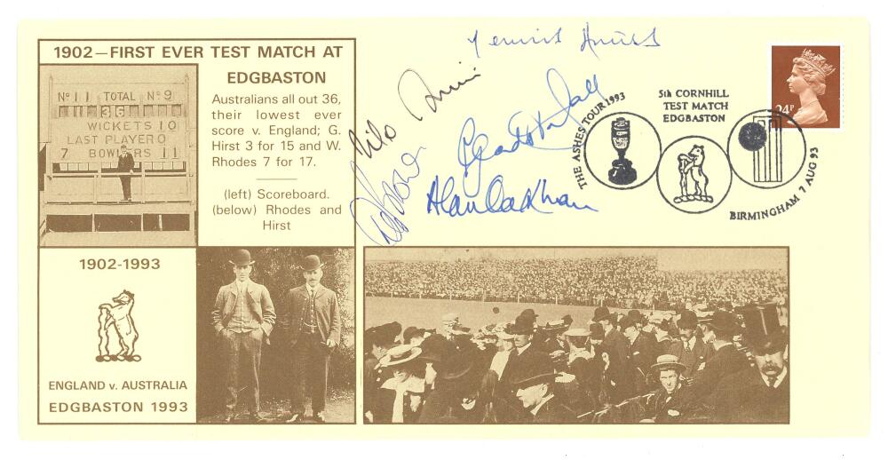 Warwickshire C.C.C. first day cover commemorating the first ever Test match at Edgbaston in 1902.