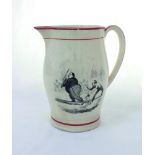 'The Cricket Match'. A 19th century creamware 'Pickwick Papers' water jug. A tall jug featuring