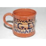 Thomas Godfrey Evans. Kent & England, 1939-1967. Light brown ceramic mug/tankard presented to