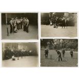 'Crippled' and 'lame' boys playing cricket c.1910. Four original mono photographs, three described
