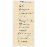 'Milnrow C.C. (C. Lancs League)' 1946. Album page fragment very nicely signed in ink by eleven