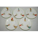 Henry Williamson & Son of Longton. Golf Series. Collection of five golfing side plates, each with