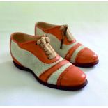 Victorian ceramic cricket shoes. A pair of beautifully sculptured miniature ceramic cricket shoes,