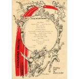 Australian tour of England 1926. Large rare single card menu for the Dinner held on the 1st