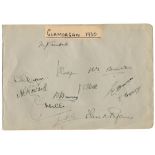 Glamorgan 1930. Large album page nicely signed in ink, one in pencil, by twelve members of the