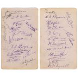 Hampshire and Nottinghamshire C.C.C. 1926. Album page signed in different coloured pencil (one in