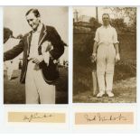 England Test players. Four excellent ink signatures of Donald Knight, Surrey, Vallance Jupp,