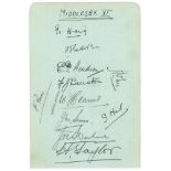 Middlesex C.C.C. 1933. Album page nicely signed in ink and pencil by eleven members of the 1933