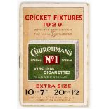 Churchman's cigarettes. 'Cricket Fixtures 1929'. Small 16pp booklet with decorative colour