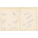 Sussex C.C.C. 1949. Two large album pages nicely signed in blue ink by twelve members of the 1949