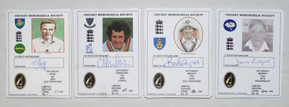 Cricket Memorabilia Society (C.M.S.) collectors' cards. Thirty C.M.S. signed cards, the series