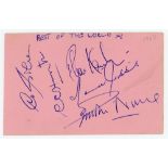Rest of the World XI 1967. Album page signed in blue ink by five members of the Rest of the World