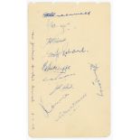 New Zealand tour to England 1949. Album page nicely signed in ink by ten members of the New