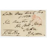 Sir John Shelley. M.C.C. 1792-1795. Original signed free-front envelope to 'The Master of the Cock