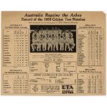 The Ashes. England v Australia 1930. 'Australia Regains the Ashes. Record of the 1930 Cricket Test