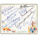 Australia cricketers 1930s-1980s. Decorative card signed in ink by fifteen Australian cricketers.
